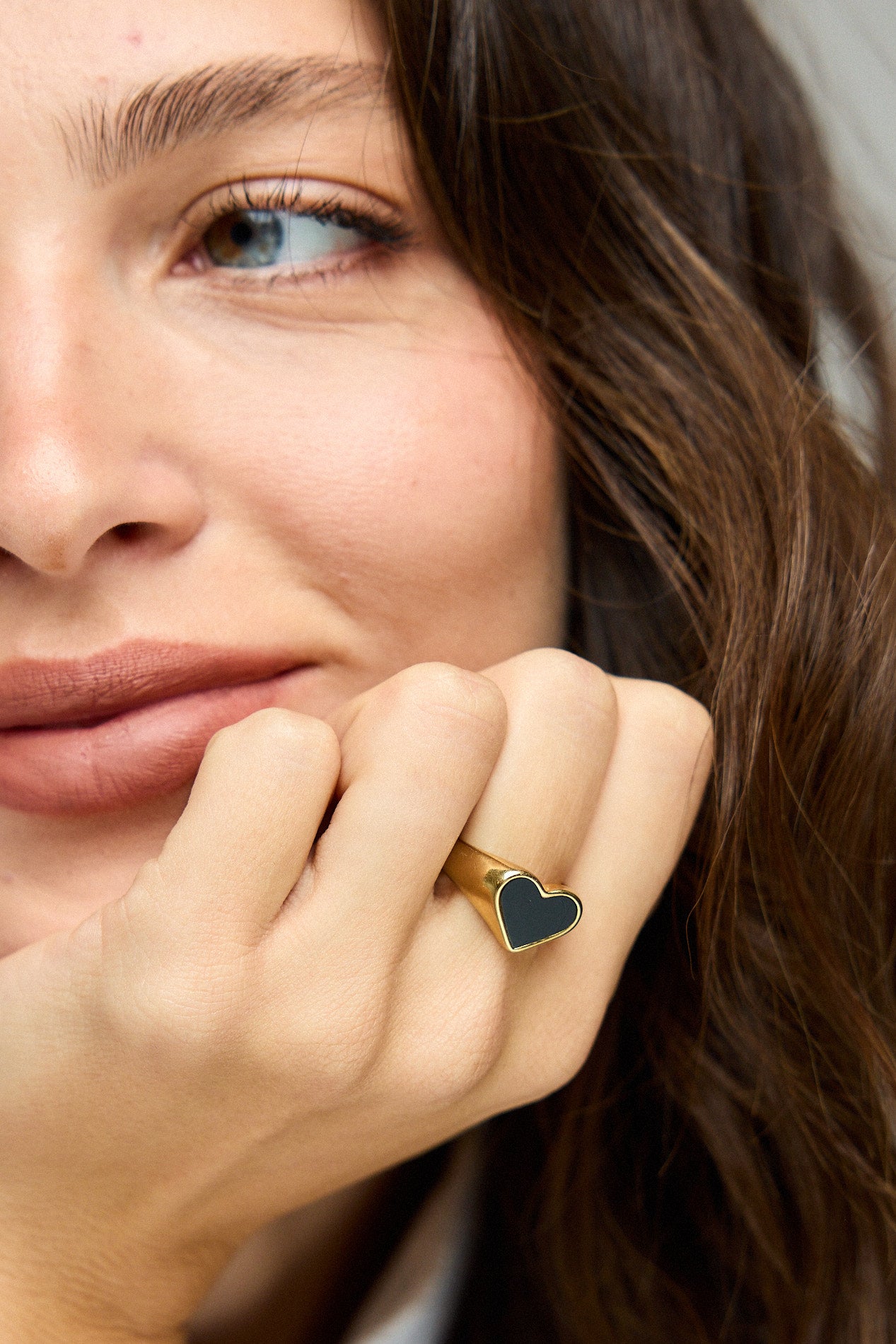 טבעת חותם לב שחור