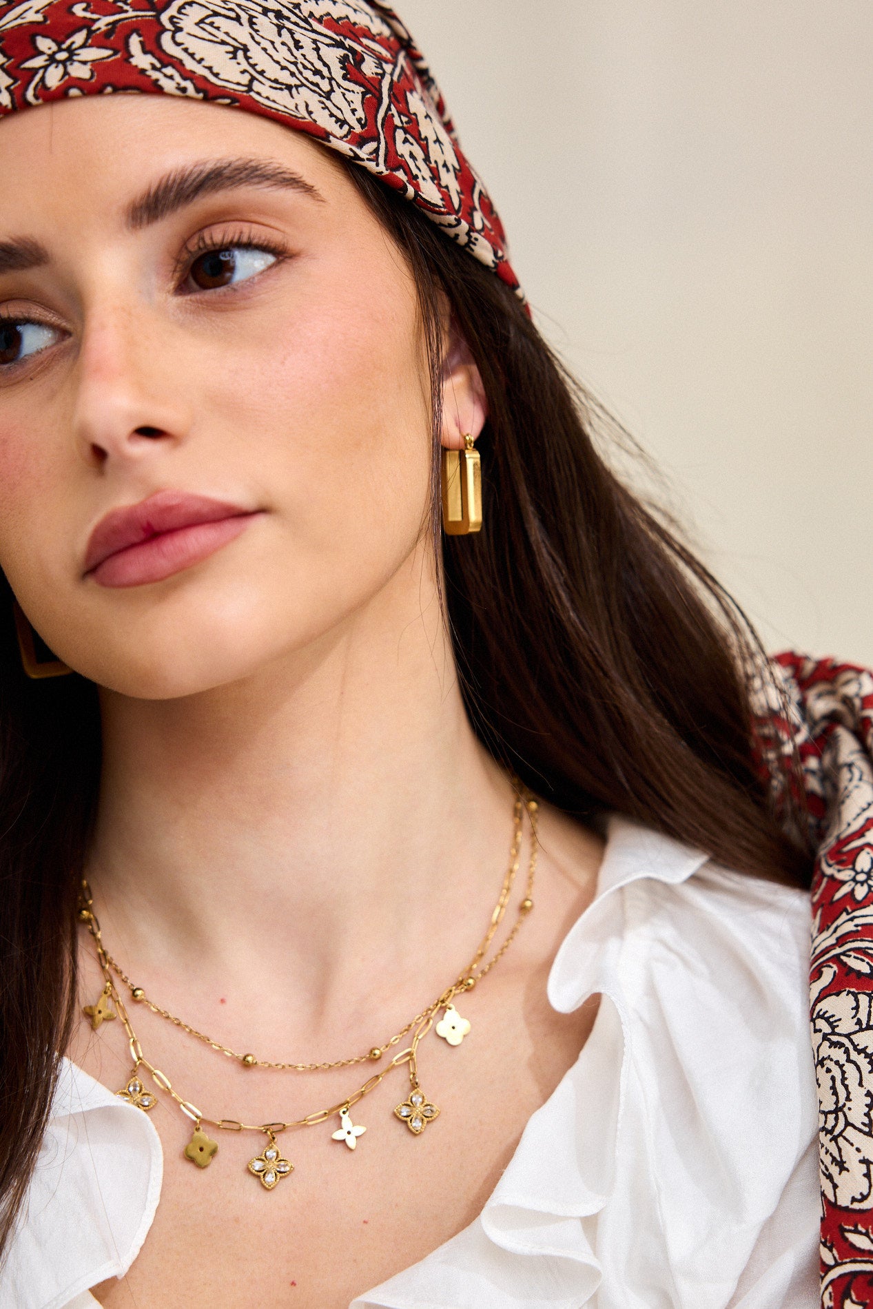 עגילי מלבן זהב