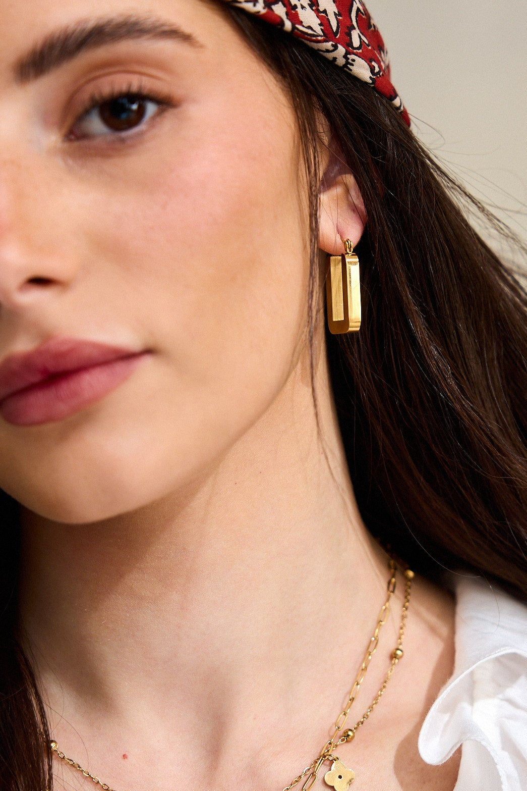 עגילי מלבן זהב