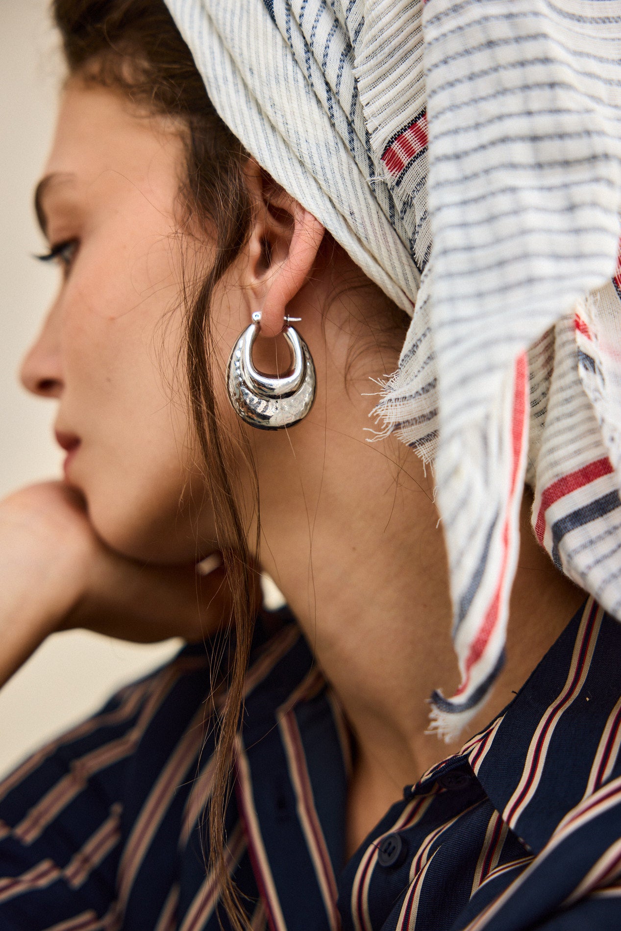 עגיל כסף מרוקע