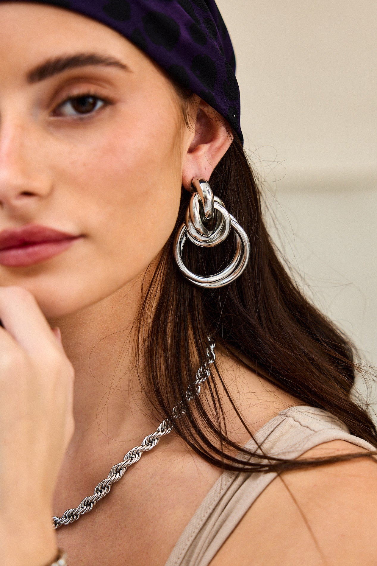 עגילי וינט'ג כסף