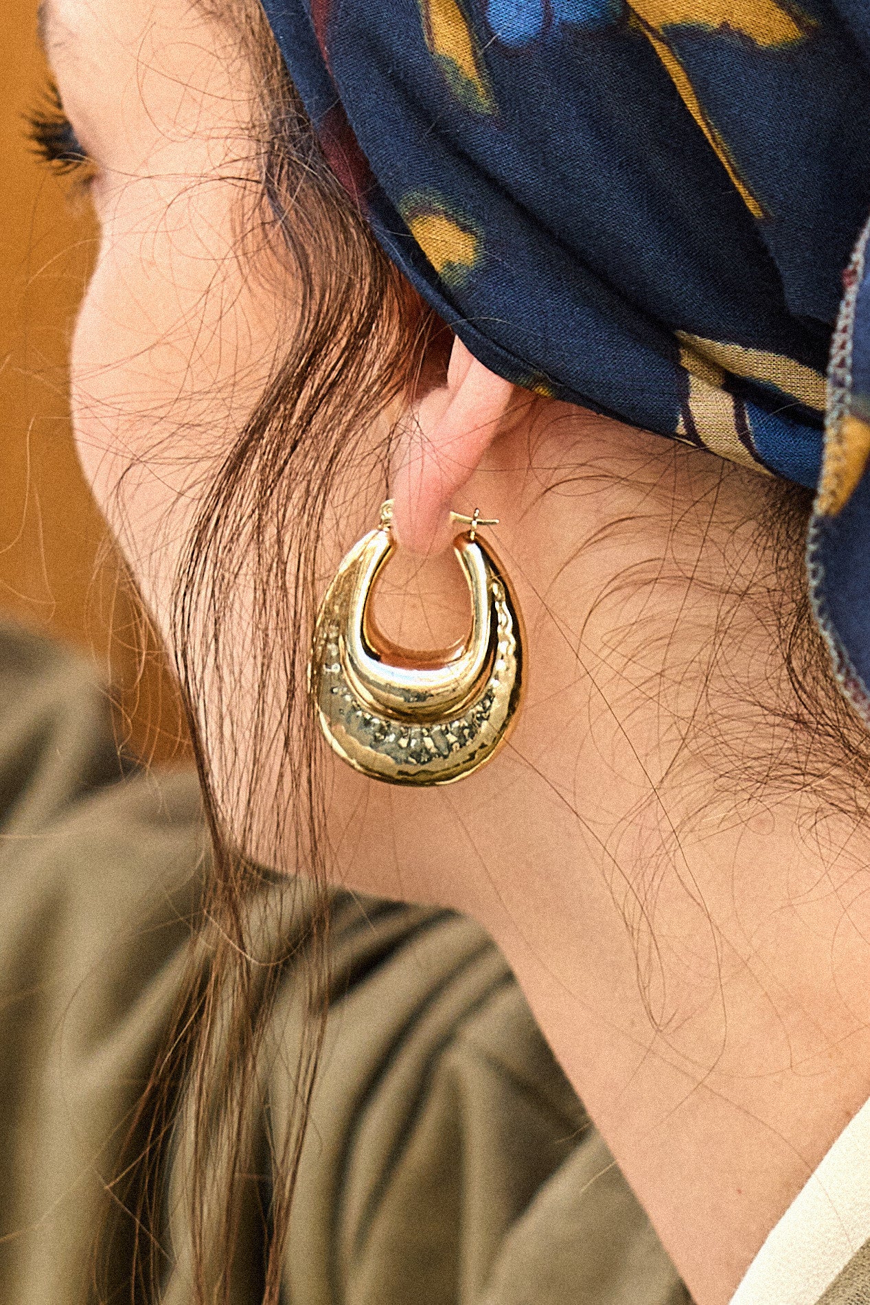 עגיל זהב מרוקע